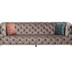 KARE Design Sofa Look 3-Sitzer Velvet Grau- Sofas & Couches