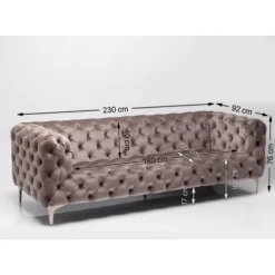 KARE Design Sofa Look 3-Sitzer Velvet Grau- Sofas & Couches