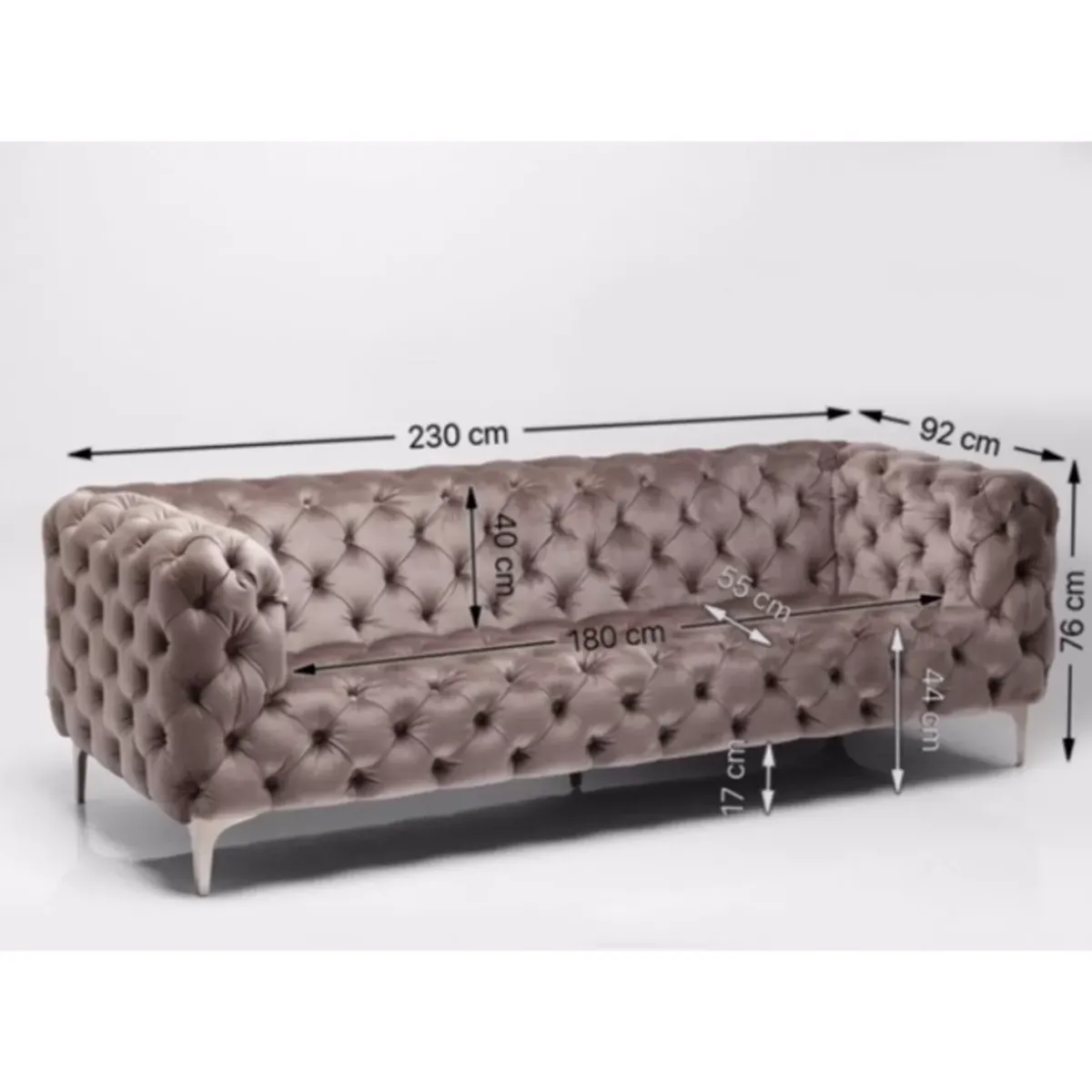KARE Design Sofa Look 3-Sitzer Velvet Grau- Sofas & Couches