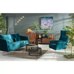KARE Design Sofa Vegas Forever 3-Sitzer Petrol- Sofas & Couches
