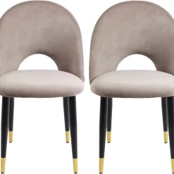 KARE Design Stuhl Iris Velvet Taupe (2/Set)- Stühle