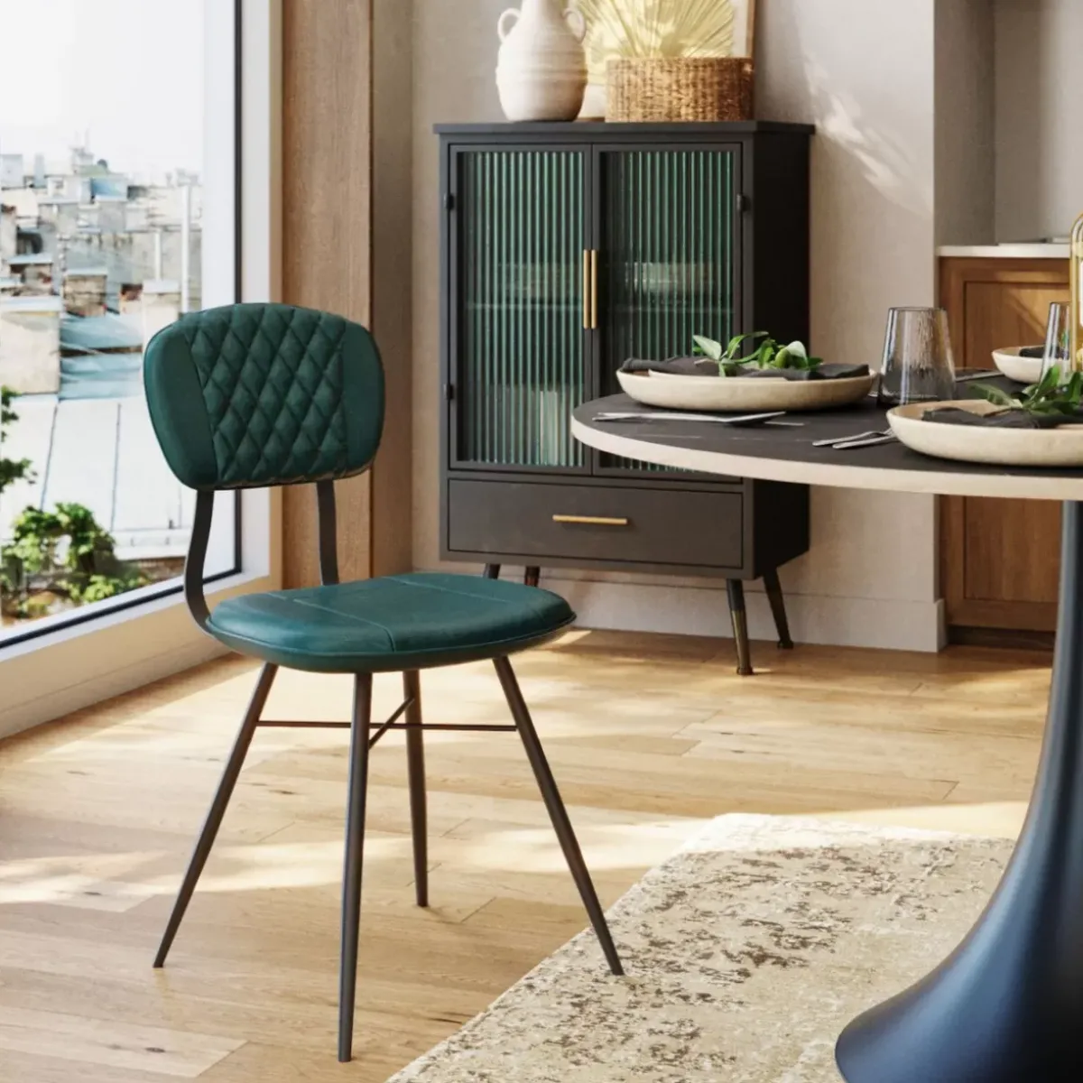 KARE Design Stuhl Samba Leder Dunkelgrun- Stühle