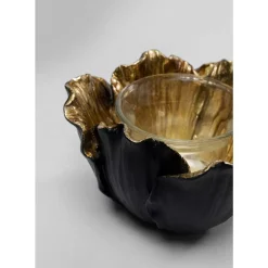 KARE Design Teelichthalter Flower Bloom Schwarz Gold O10- Deko & Geschenkartikel