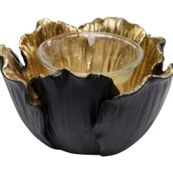 KARE Design Teelichthalter Flower Bloom Schwarz Gold O10- Deko & Geschenkartikel