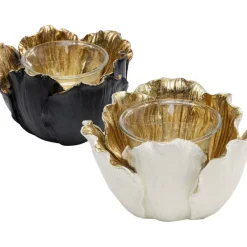KARE Design Teelichthalter Flower Bloom Schwarz Gold O10- Deko & Geschenkartikel