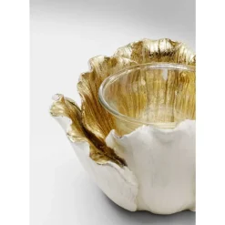 KARE Design Teelichthalter Flower Bloom Creme Gold O10- Deko & Geschenkartikel