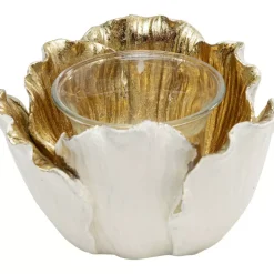 KARE Design Teelichthalter Flower Bloom Creme Gold O10- Deko & Geschenkartikel