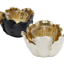 KARE Design Teelichthalter Flower Bloom Creme Gold O10- Deko & Geschenkartikel