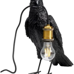 KARE Design Tischleuchte Animal Crow Matt Schwarz- Tischleuchten