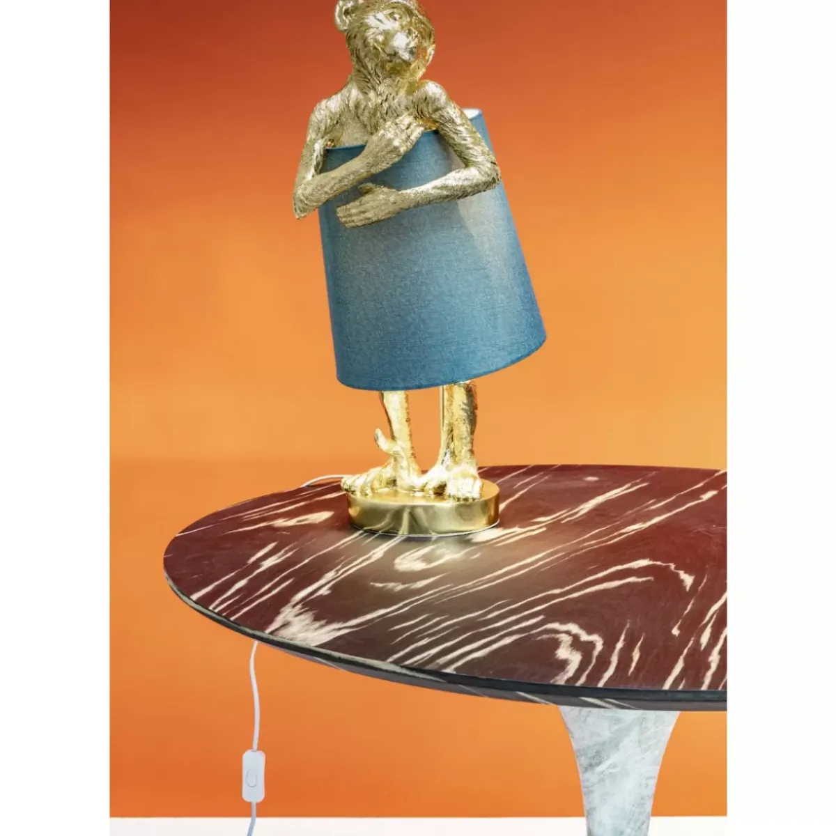 KARE Design Tischleuchte Animal Monkey Gold Blau- Tischleuchten