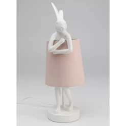 KARE Design Tischleuchte Animal Rabbit Weis/Rosa 50Cm- Tischleuchten