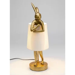 KARE Design Tischleuchte Animal Rabbit Gold/Weis 50Cm- Tischleuchten