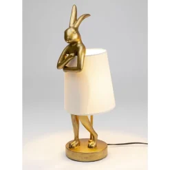 KARE Design Tischleuchte Animal Rabbit Gold/Weis 50Cm- Tischleuchten