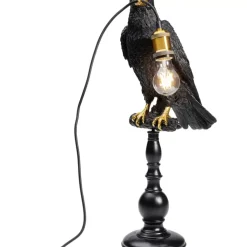 KARE Design Tischleuchte Animal Sitting Crow Matt Schwarz- Tischleuchten
