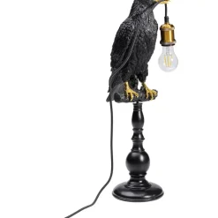 KARE Design Tischleuchte Animal Sitting Crow Matt Schwarz- Tischleuchten