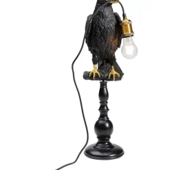 KARE Design Tischleuchte Animal Sitting Crow Matt Schwarz- Tischleuchten