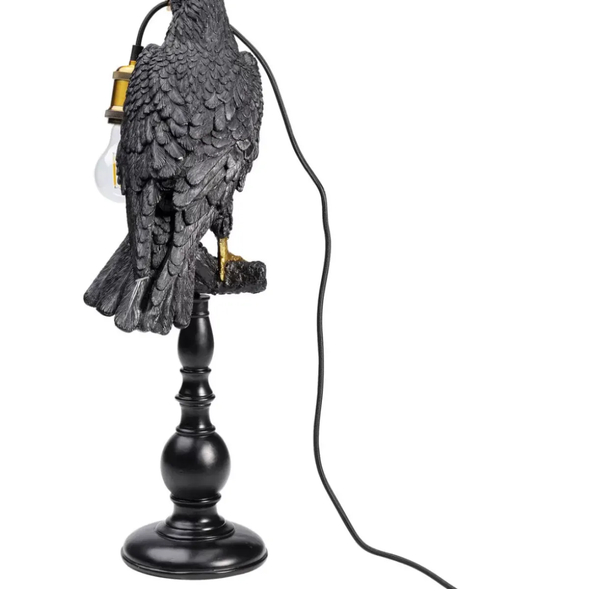 KARE Design Tischleuchte Animal Sitting Crow Matt Schwarz- Tischleuchten