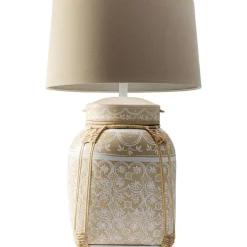 KARE Design Tischleuchte Basket Creme- Tischleuchten