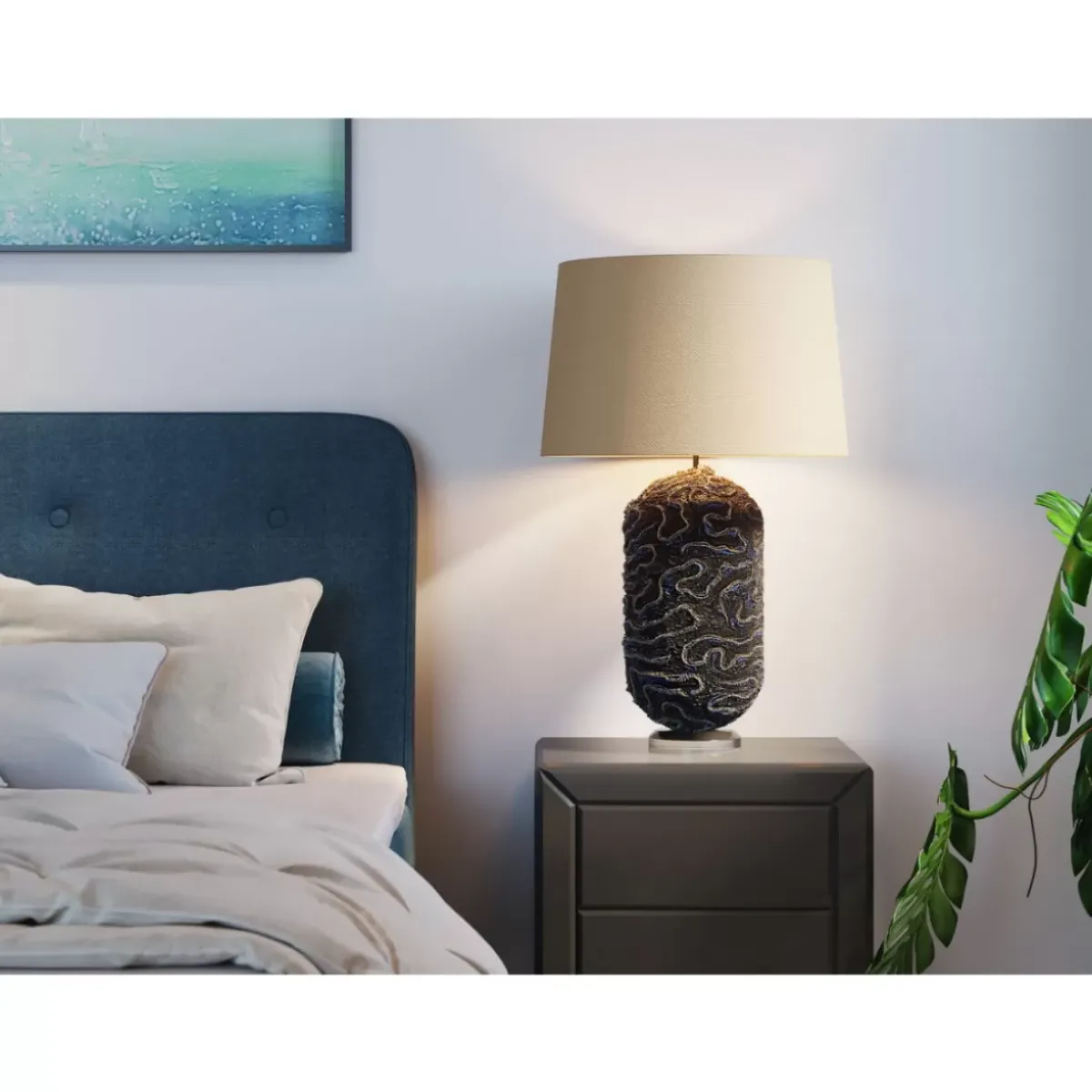 KARE Design Tischleuchte Waterflow Blau- Tischleuchten