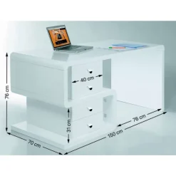 KARE Design White Club Schreibtisch Snake 150X70Cm- Tische